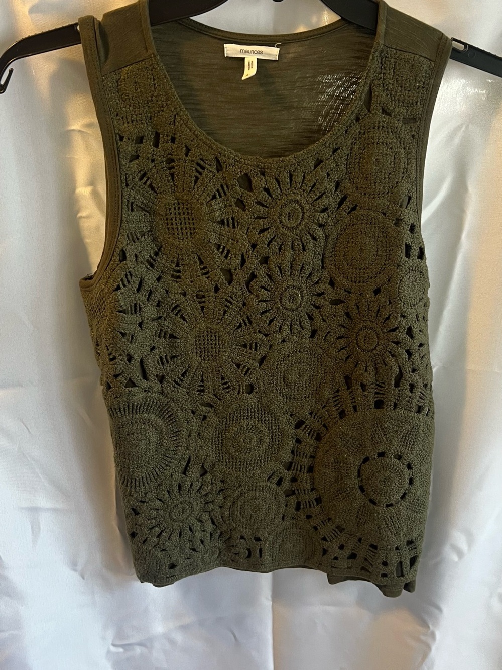 Maurices Olive Crochet Tank Top